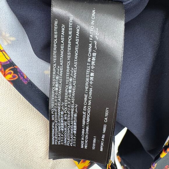 C/MEO Collective mini satin dress large bishop sleeves square neck blue floral - Picture 9 of 12